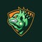 Iguana mascot on the shield sport logo design