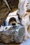 Ihlara valley with rock caves blocked by stones Central Anatolia. Capadocia, Turkey