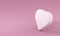 IIllustration. White volumetric heart on a pink background. 3d render. Element for design, greeting cards, greetings