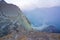 Ijen volcano in East Java contains the world\'s largest acidic volcanic crater lake, called Kawah Ijen