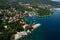 Ika bay and Opatija riviera air photo in Croatia