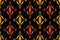 Ikat geometric folk ornament red-brown, ethnic ethnic fabric pattern seamless in Aztec style, drape, tribal embroidery, indian,