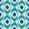 Ikat geometric seamless pattern. Turquoise collection.