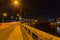 Ikoyi Lekki link suspension bridge Lagos Nigeria at night with view of the lagoon.