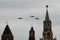 Il-76MD military transport aircraft during the air parade in Moscow dedicated to Victory Day