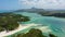 Ile aux Cerfs island with idyllic beach scene, aquamarine sea and soft sand, Ile aux Cerfs, Mauritius, Indian Ocean, Africa. Ile
