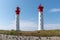 Ile d`Aix in charente France white red lighthouse headlamp