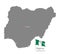 ilhouette of Nigeria country map. Gray editable map with waving national flag and Abuja capital