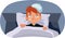 Ill Child Having High Fever Vector Cartoon Illustration