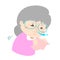 Ill grandmother sneezing cartoon