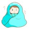 Ill man shivering hard under blanket