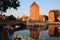 ill river and medieval towers (covered bridges) - strasbourg - france