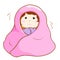 Ill woman shivering hard under blanket