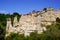 Ille sur tet Les Orgues in languedoc france with natural stone limestone chimneys stone formation in french south