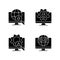 Illegal activities detection black glyph icons set on white space
