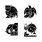 Illegal hunting black glyph icons set on white space