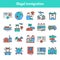 Illegal immigration color line icons set. Pictograms for web page