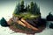 Illegal Logging and Deforestation landscape view of trees cut, felled and fallen trees and stumps background. AI generative