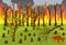 Illegal Logging and Forest Fires Vector Illustration