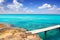 Illeta wooden pier turquoise sea Formentera