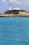 Illetes salt windmill from sea view Formentera