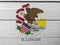 Illinois flag color painted on Fiber cement sheet wall background. Seal of Illinois on a white background