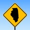 Illinois map on road sign.