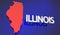 Illinois Red State Map IL Word Name