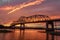 Illinois River Bridge in Lacon, Illinois at Sunset