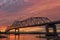 Illinois River Bridge in Lacon, Illinois at Twilight