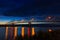 Illinois River Bridge in Lacon, Illinois at Twilight