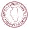 Illinois round rubber stamp with us state map.