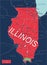 Illinois state detailed editable map