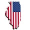 Illinois state map with american flag illustration