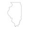 Illinois, state of USA - solid black outline map of country area. Simple flat vector illustration