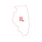 Illinois US state map outline dotted border