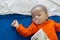 Illness asian baby boy sleeping on sickbed