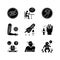 Illness types black glyph icons set on white space