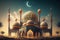 illudtration of amazing architecture design of muslim mosque ramadan concept, Generative AI