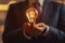 Illuminate Innovation: Businessman Holding a Glowing Lamp (AI Generated)