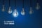 Illuminate your Ideas , Creativity innovation illuminated light bulb row dim ones concept solution