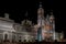 Illuminated Almudena Cathedral in Madrid, Spain