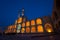 Illuminated Amir Chakhmaq Mosque of Yazd Against Dark Blue Sky