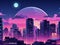 Illuminated Anime Cityscape: Nighttime Radiance in Neo-Crisp Illustration.