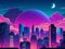 Illuminated Anime Cityscape: Nighttime Radiance in Neo-Crisp Illustration.