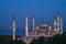 Illuminated Blue Mosque during the blue hour