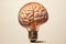 Illuminated brain bulb, innovation and intelligence symbol.