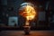 Illuminated brain in lightbulb against dark background creativity and innovation