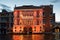 Illuminated building on Grand Canal at dusk, Venice