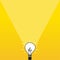 Illuminated bulb on a yellow background. Concept of innovative idea that stands out, creativity and leadership. Vector